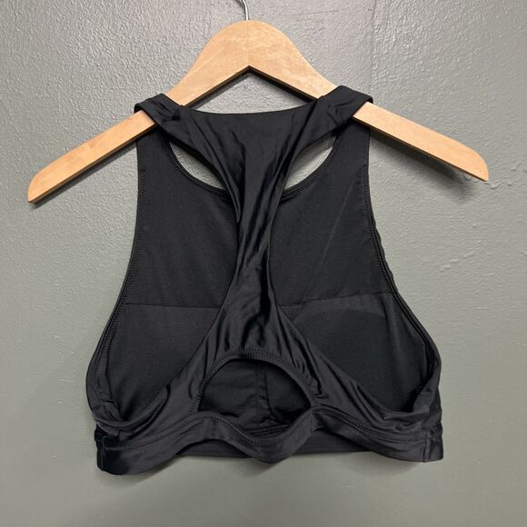 J Crew Swim Top Large Black Active Longline High Neck Padded Cut Out T Back NWT - Picture 3 of 4